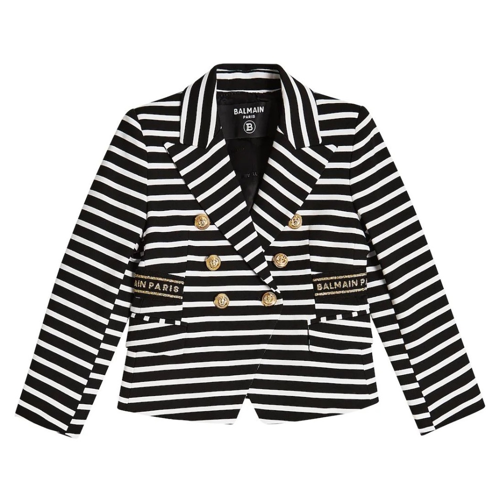 Balmain Kids Striped Double-Breasted Blazer – Size 8 Years – New with Tags